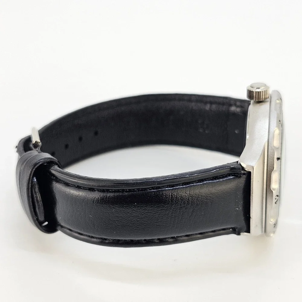 Sports Illustrated Men's Watch 40MM Black Dial Black Leather Bands New Battery